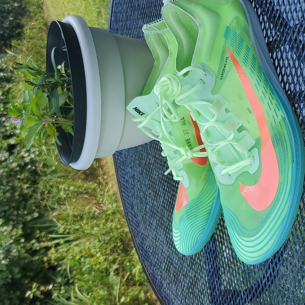Nike Men’s Athletic Shoes Neon Green with Coral Swoosh